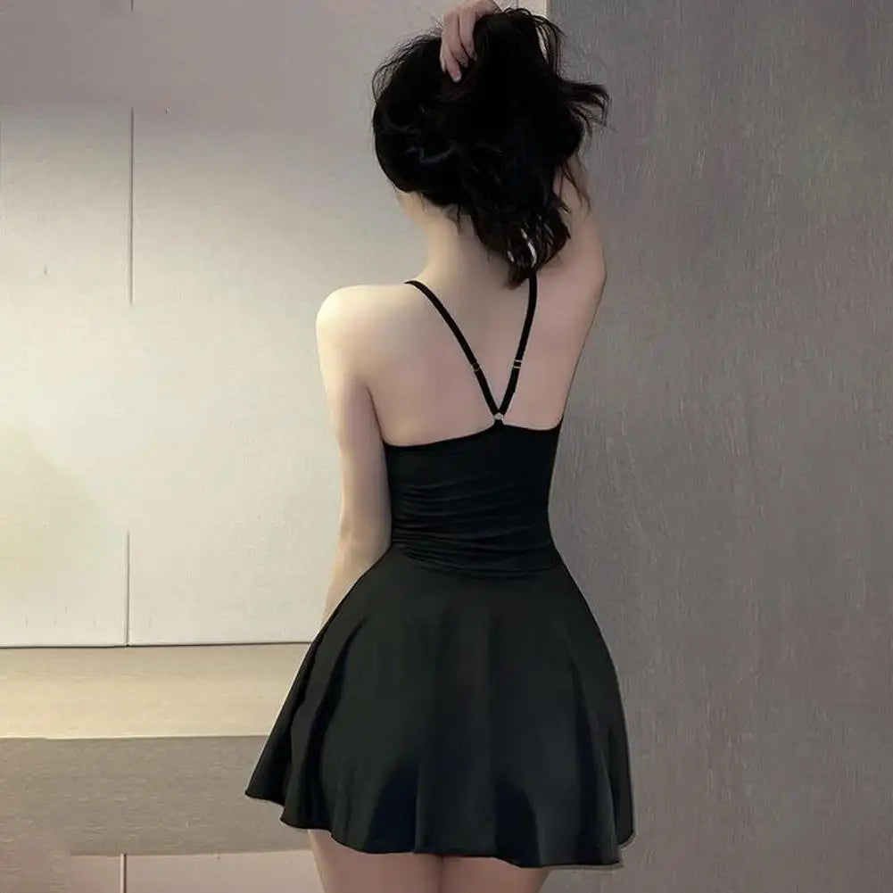 Backless Pleated Mini Dress — Smooth, Sexy & Alluring