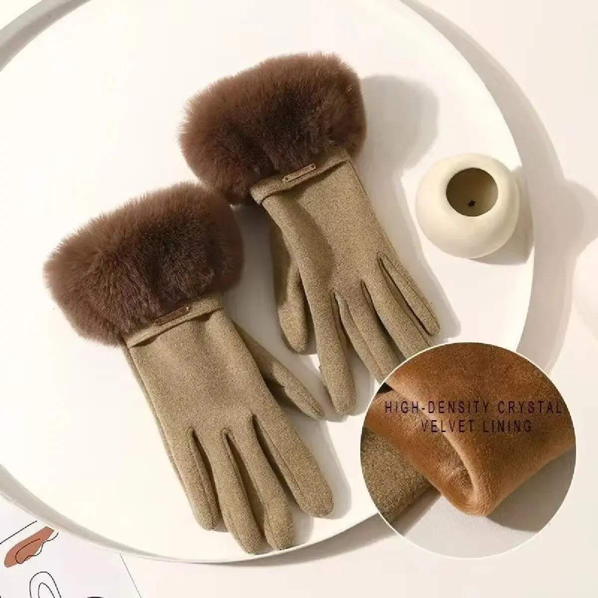 Elegant Winter Gloves with Velvet Touch, Touchscreen Compatible, Perfect for Driving and Cycling