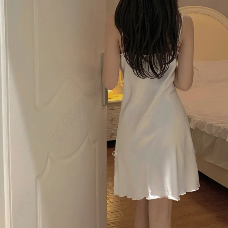 Sexy lace lingerie with a V-neckline, delicate straps, and a sleeveless design, perfect for special nights.