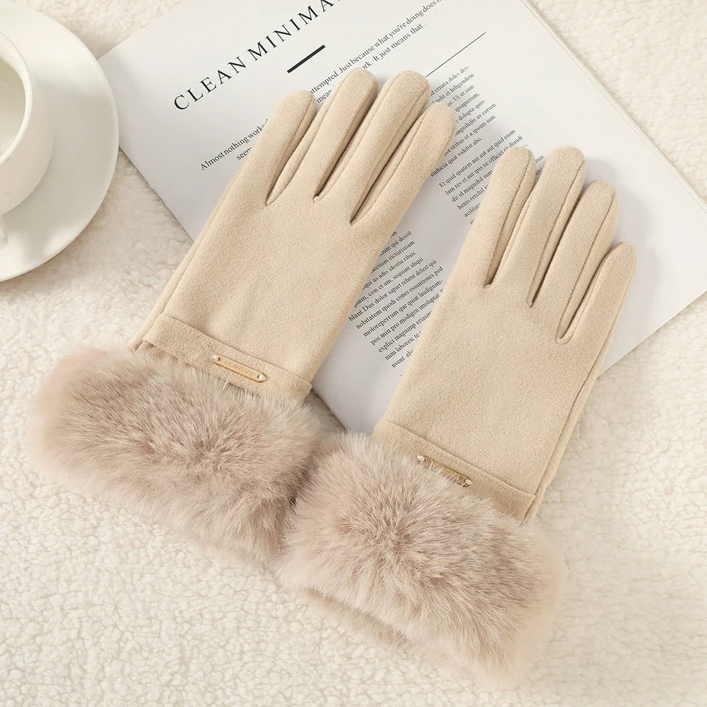 Elegant Winter Gloves with Velvet Touch, Touchscreen Compatible, Perfect for Driving and Cycling