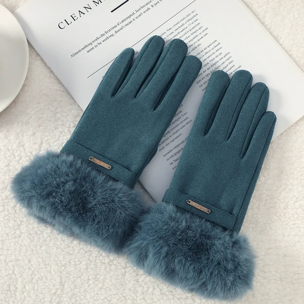 Elegant Winter Gloves with Velvet Touch, Touchscreen Compatible, Perfect for Driving and Cycling