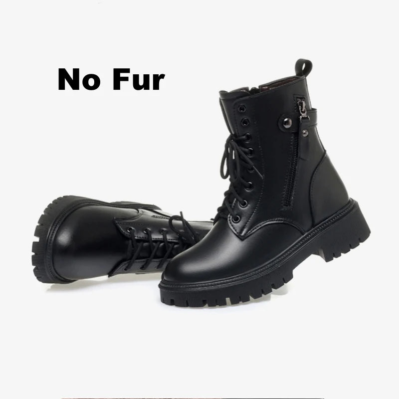 Women’s genuine leather ankle boots, warm and comfortable with a soft wool lining and zipper closure. Elegant, cozy, and perfect for cold days.