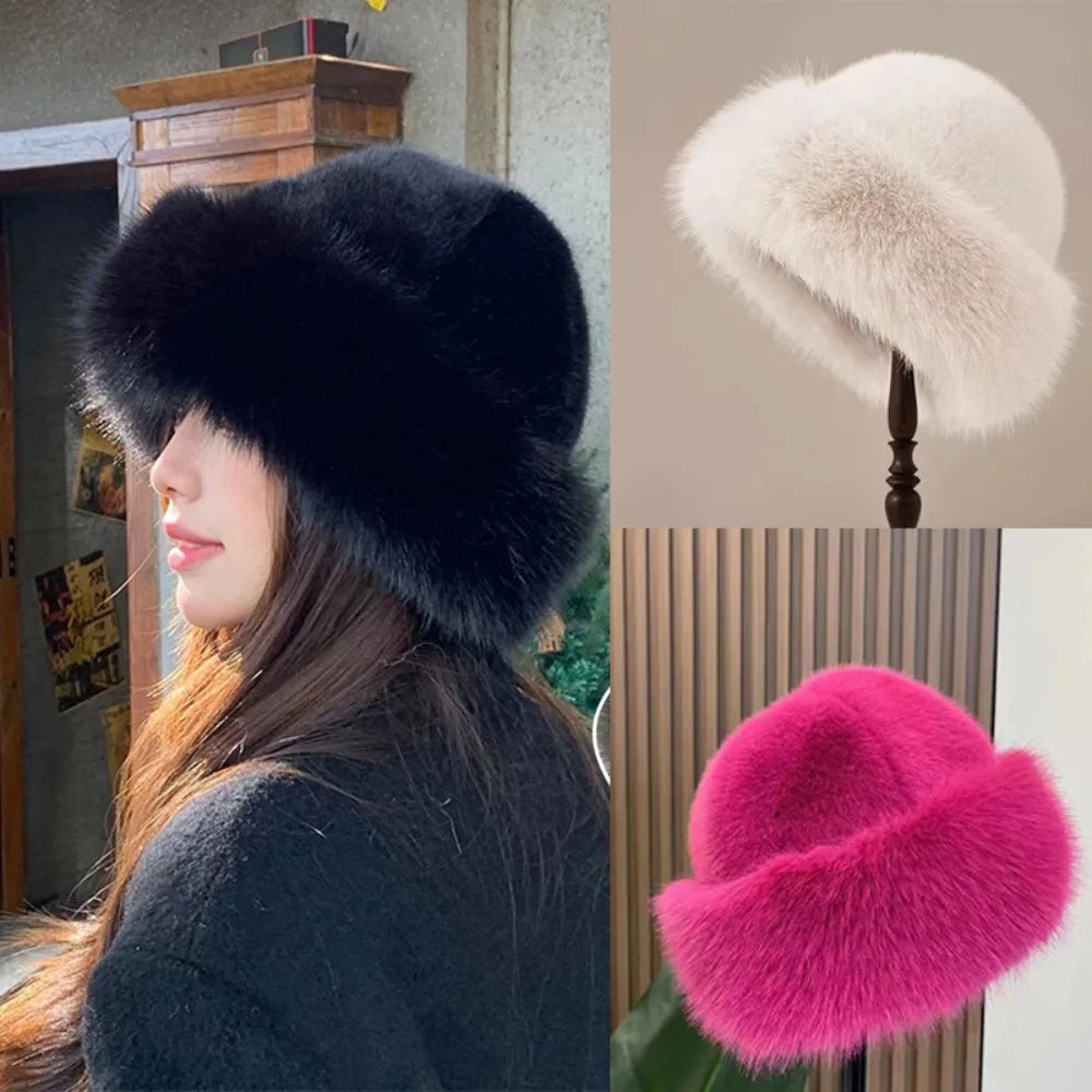 Warm Winter Beanie with Soft Fur Finish, Elegant and Cozy Design, Perfect for Cold and Snowy Days